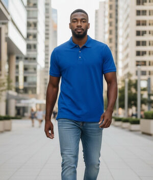 George Polo Shirt Men's Size Small Blue Cotton Polyester Blend